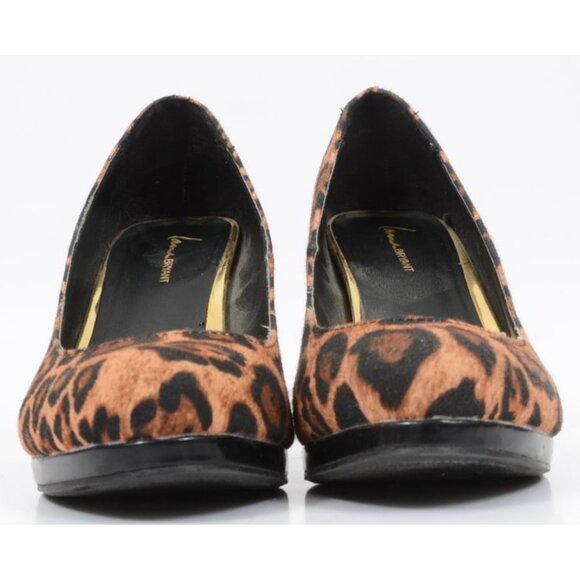 Lane Bryant Women 9 WIDE Width Leopard Animal Print Round Toe Heels Pumps Vegan - Picture 7 of 10